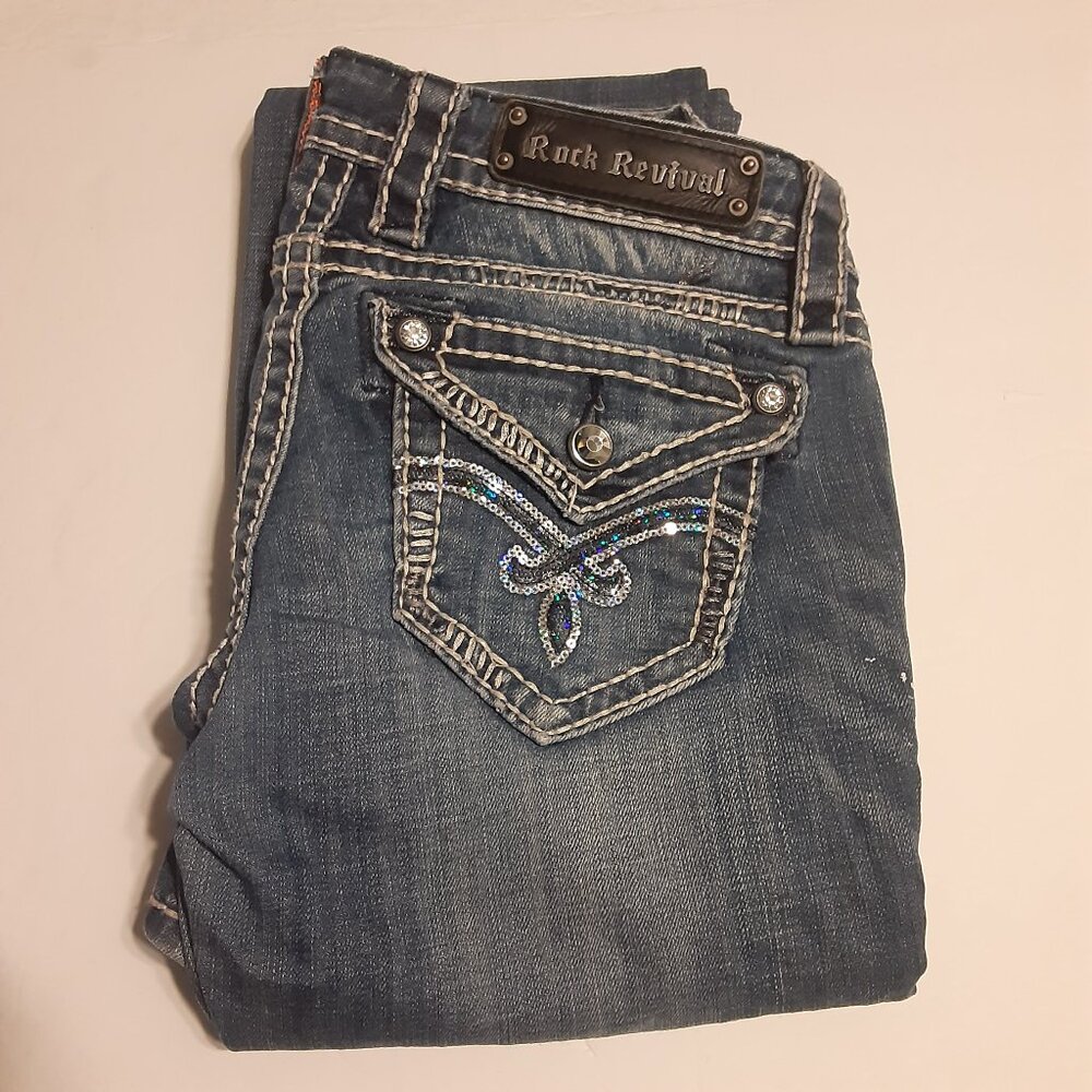 Rock Revival Women's Luna Easy Boot Embellished Sequined Jeans